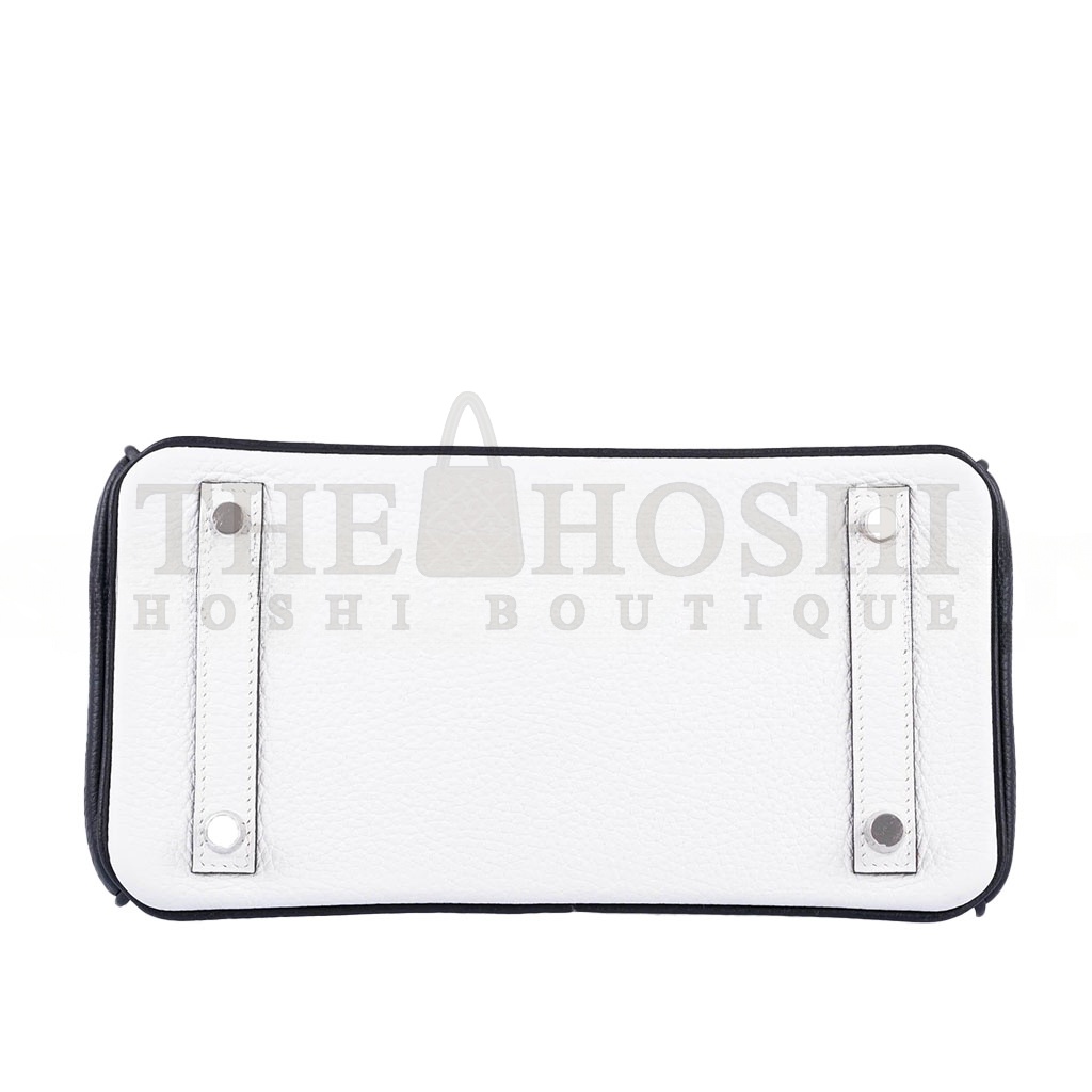 H**me5 BIRKIN 25 TOGO LEATHER BLACK AND WHITE SILVER BUCKLE BAG 1383601 (25*20*13cm) Master Quality